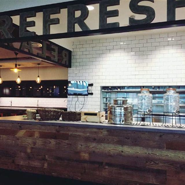 A modern, New York style serving counter at one of The Secret Restaurant's client's staff diner. Refreshingly delicious food, this leads to our web-form contact page