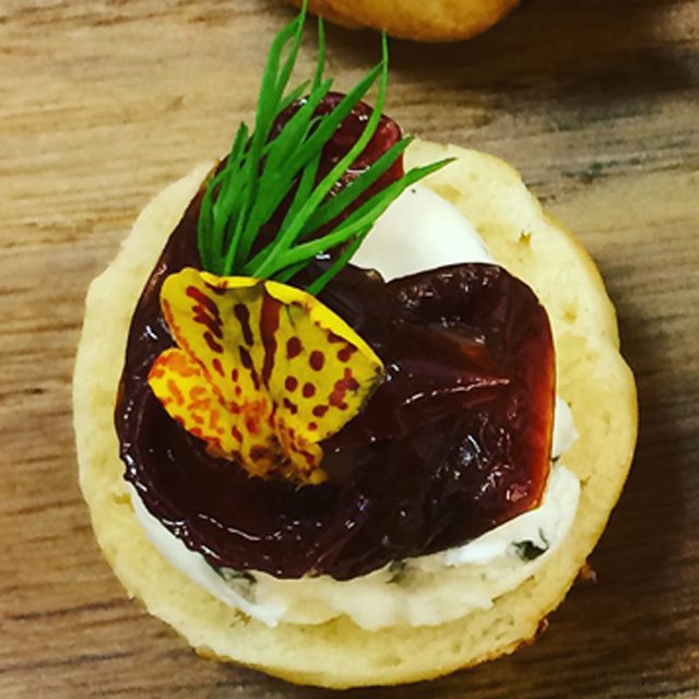 Vegans can enjoy our fabulous canapés too, this image shows one of our vegan canapés, others include Porcini & tarragon arancini, they really pack a delicious punch. We make sure everyone is catered for. Elegant canapé receptions for your wedding or Champagne party. Inclusive networking treats to keep your delegates talking. Dietary requirements are taken in hand so your canapé receptions are great for everyone.